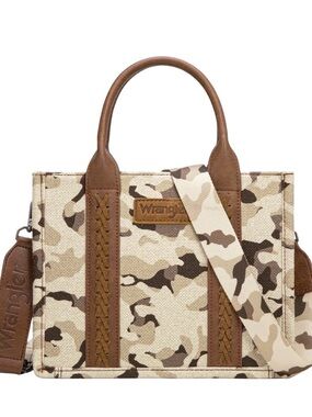 NWT Wrangler Beige & Brown Camo Canvas Tote Bag